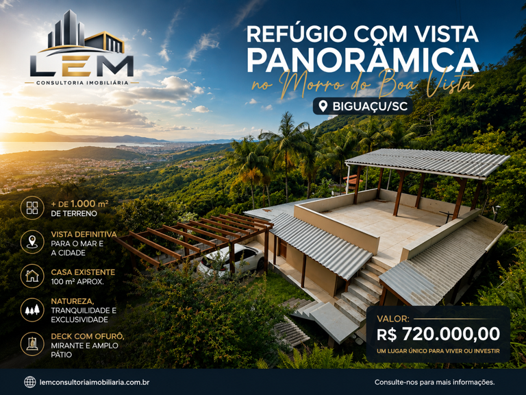 Casa com Terreno de 1.072,03 m² no Boa Vista, Biguaçu