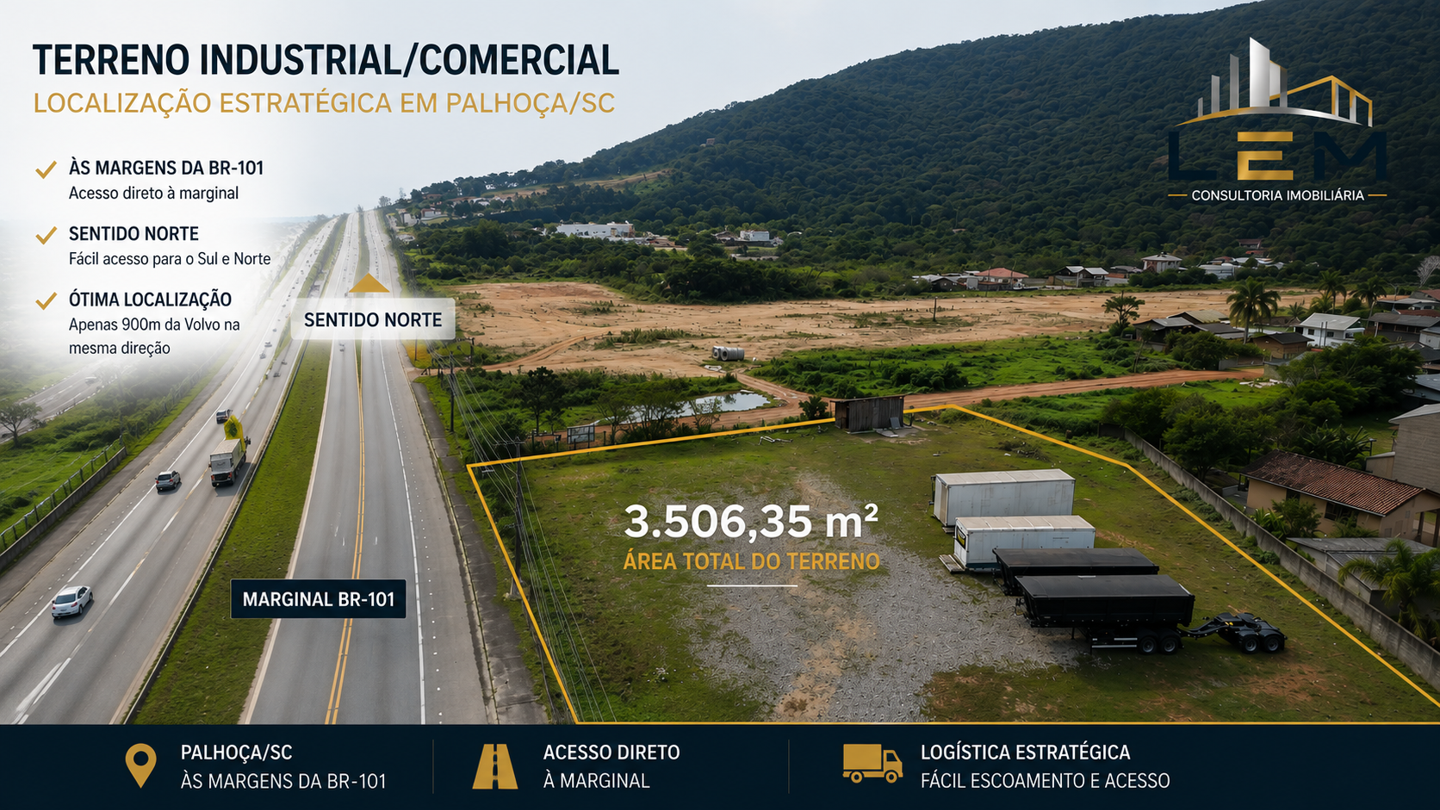 Terreno Industrial/Comercial em Palhoça/SC – 3.506 m²