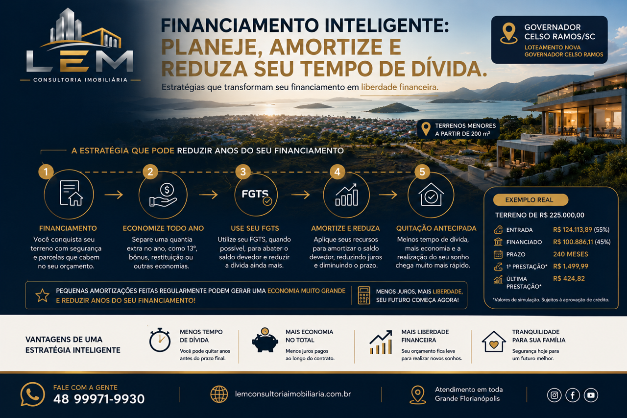 Financiamento de Terreno: como uma boa entrada e amortizações podem reduzir o prazo