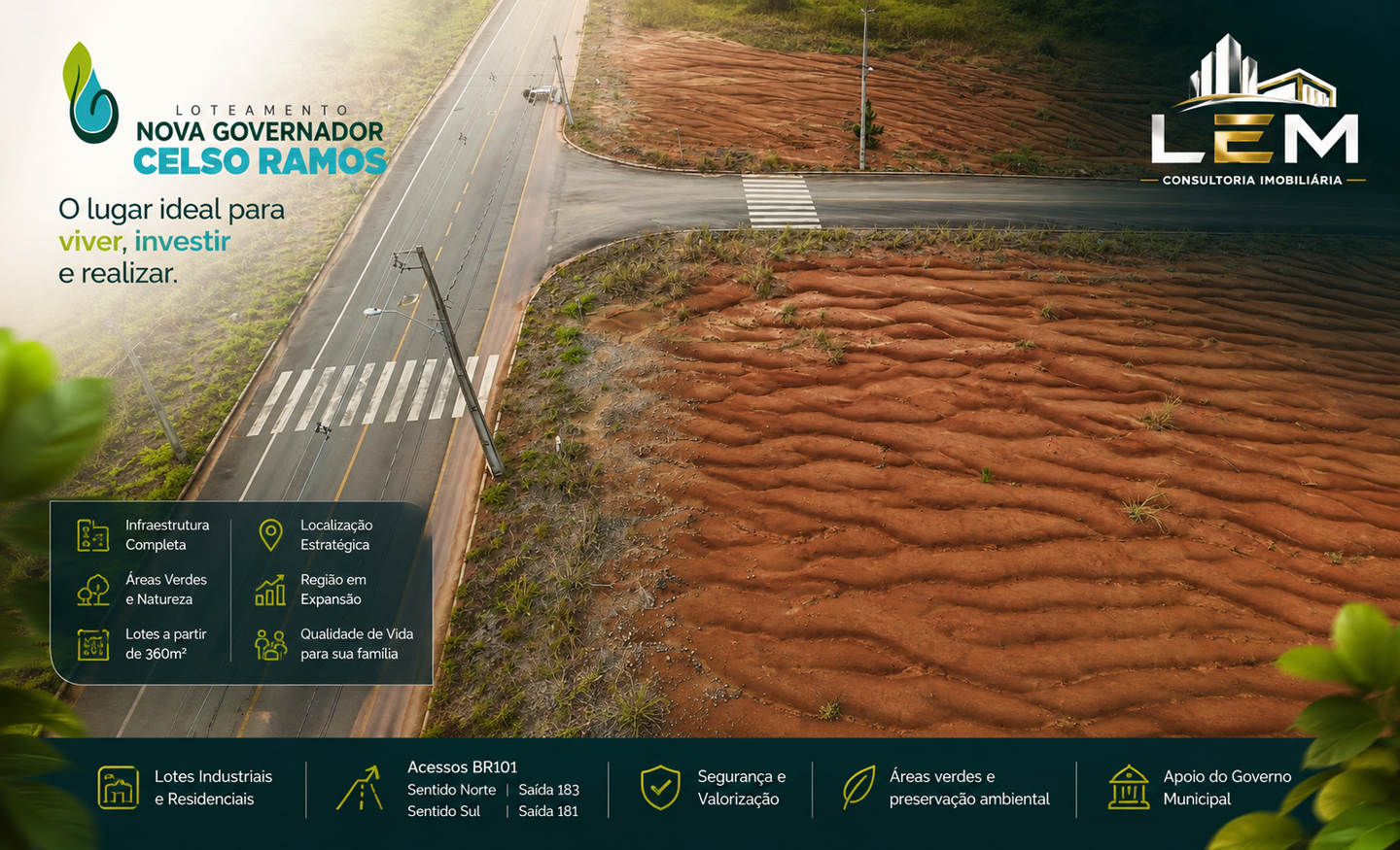 Terrenos no Loteamento Nova Governador Celso Ramos - 02 Lotes -Área Total : 894,62 m²