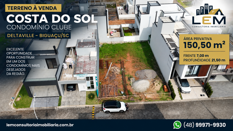 Terreno à venda no Costa do Sol Condomínio Clube, Deltaville, Biguaçu/SC