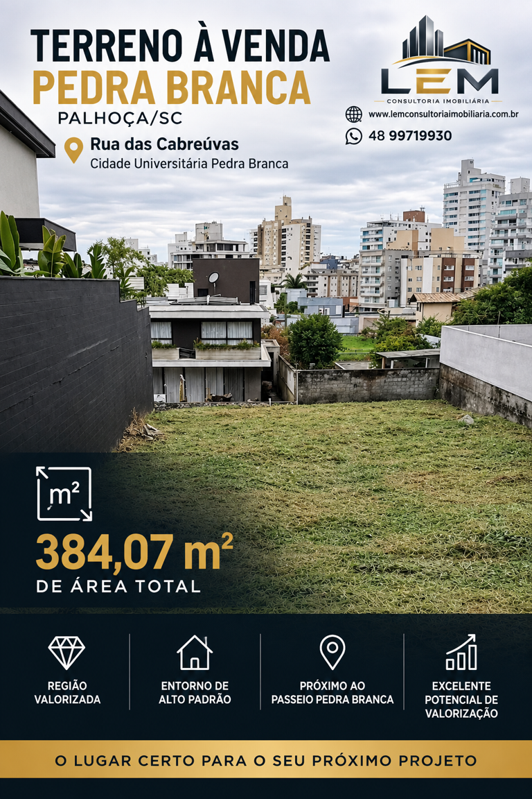 Terreno à venda na Pedra Branca – 384,07 m²
